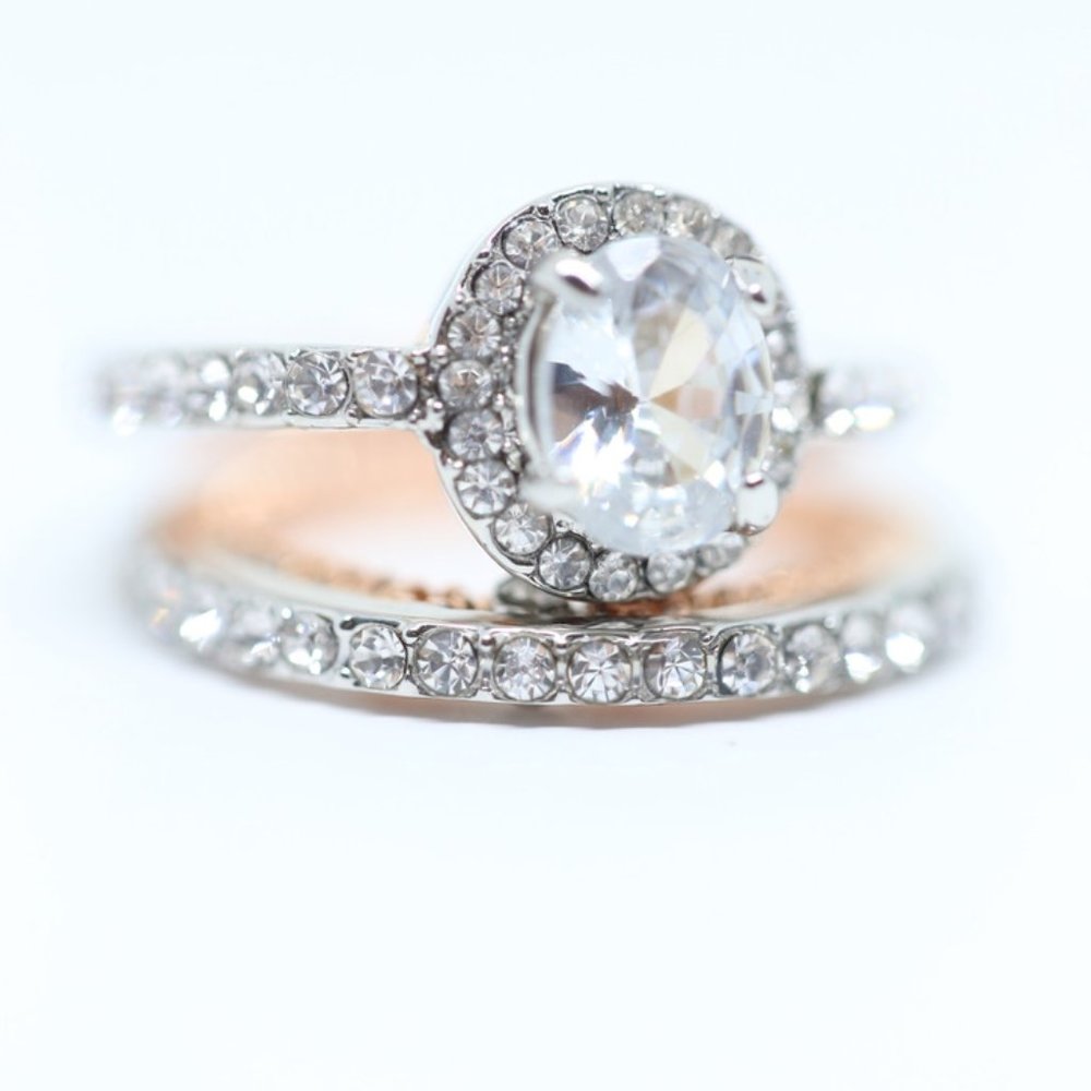 14k Gold Dipped Two Tone Topaz Oval Ring - Picture 10 of 10